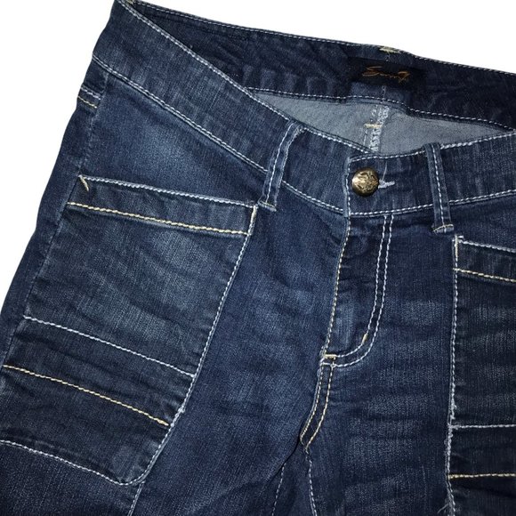 Seven7 Dark Wash Skinny Cuffed Capris 8 25 - Picture 4 of 10